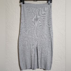 Free People Gray Ribbed Midi Pencil Skirt